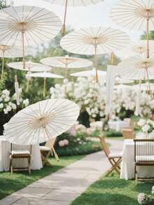 Paraguas de boda de estilo occidental/europeo de alta calidad (paquete de 10/6/5/4/1), 84 cm de diámetro cuando están abiertos, perfectos para novias, decoraciones de bodas, regalos creativos, regalos de cumpleaños; también adecuados como obsequios de boda, paraguas de estilo japonés/chino, paraguas de papel para decoración de bodas y fiestas de bricolaje. - Blanco - Ver 7