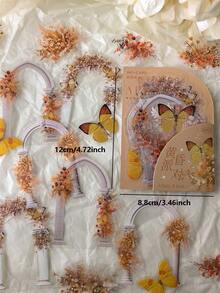 20pcs/Pack Sunset Arch Floral & Butterfly PET Stickers - one-size - View 6