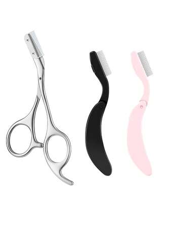 1 Eyebrow Trimmer With Comb+2 Sets Of Professional Eyelash Combs, Male And Female Stainless Steel Eyebrow Trimmer Tools, Mother's Facial Care Gifts, Cheap, Insoles, Makeup Tools