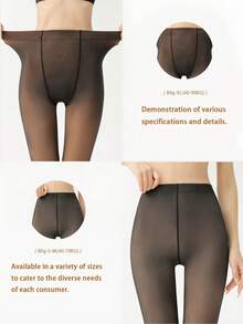 1 Pair Women's 220g/80g/300g Tights, Warm Lining Pantyhose, Sexy Semi-Sheer Pantyhose, Women's Thick Warm Leggings, Plus Size Leggings, Thick Fleece Warm Leggings And Pantyhose For Autumn/Winter, Winter Business Tight Pants (Suitable For -5-15°C) - Black - View 4