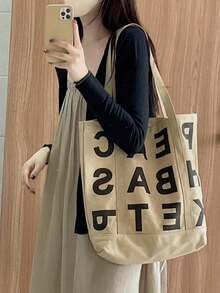 Bolso de gran capacidad y bolso de hombro, diseño versátil y minimalista estilo coreano retro de lona, bolso de lona estilo coreano Ins de gran capacidad, bolso de estudiante bolso de lona minimalista coreano de gran capacidad, bolso de gran capacidad y bolso de hombro, bolso de lona versátil estilo coreano, bolso de gran capacidad y bolso de hombro, bolso casual, decoración de habitación - Multicolor - Ver 2