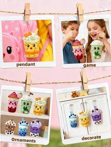 Bộ 6 món tự làm cốc trà sữa trân châu, mặt dây chuyền trang trí thủ công sáng tạo, quà tặng cho trẻ em, quà tặng lý tưởng cho bé gái, quà sinh nhật, quà tặng ngày lễ, phù hợp cho nhiều dịp như tiệc trẻ em. - Bộ dụng cụ tự làm trà sữa - Xem 3