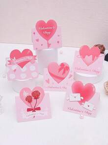 6 tấm thiệp chúc mừng Ngày Valentine lãng mạn, những lời nhắn yêu thương dành cho chồng, vợ, bạn trai, bạn gái, thiệp hình trái tim 3D. - Nhiều màu - Xem 2