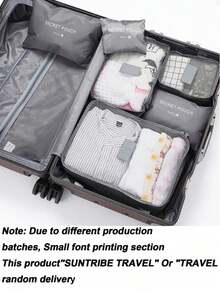 6pcs Travel Luggage Packing Cubes, Suitcase Clothes Storage Bag, Foldable Organizer Bag Shoes Bag Underwear Pouch - Black - View 15