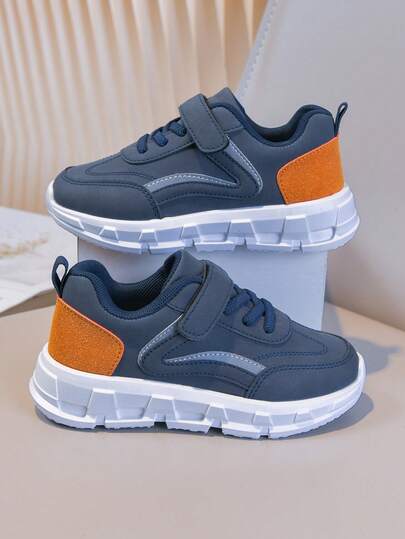 1 Pair Fashion Hook And Loop Sports Shoes For Boys And Girls, Soft And Non-Slip Suitable For Toddler Walking Shoes, Outdoor Casual Shoes, Sneakers, Student Shoes, Spring/Autumn