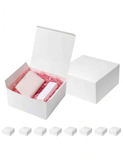 带盖礼盒，白色纸板礼盒，适用于新娘、伴娘、求婚等场合，可用于礼品、圣诞节、婚礼、毕业典礼、节日、生日和工艺品包装。