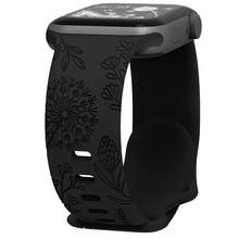 1pc Soft Silicone Watch Band With Carved Floral Pattern, Adjustable Buckle Strap, Compatible With Series 8 , Dandelion Flower Engraved Design - Multicolor - View 16