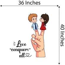 Calcomanía de pared con cita bonita que el amor conquista todo el amor conquista todo con una linda pareja amorosa, tamaño: 27 pulgadas x 30 pulgadas(36 Inch x 40 Inch multi) - Multicolor - Ver 4