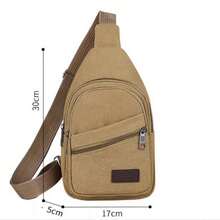 New European And American Men's Chest Bag, Canvas Bag, Diagonal Cross Bag, Shoulder Bag, Chest Small Backpack, Casual Waist Bag,Crossbody Sling Backpack Sling Bag Travel Hiking Chest Bag Daypack (Black),Crossbody Bags For Women Men  Sling Bag Backpack Casual Chest Bag With Convertible Shoulder Strap,Large Crossbody Fanny Pack With 3-Zipper Pockets,Gifts For Enjoy Sports Festival Workout Traveling Running Casual Hands-Free Wallets Waist Pack Phone Bag Carrying All Phones - Màu Khaki - Xem 2