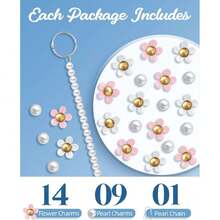 Pearl Flower Charms For Bogg Bags Accessories Women Girls With Detachable Chain - Stylish Durable Drative For  Simplouthern Totes Rubber Beach Bags,35436129 - Red and White - View 2