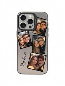 Custom Image + Font Design, Personalize Your Name. Custom Matte Black Wedding Lens Frame Phone Case, Compatible With 14, 15 And 16 Pro Max. Vibrant, Cute, Minimalist. Personalized Gift For Friends, Girlfriend And Mom, Mother's Day Gift - Black - View 5