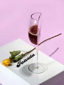 <Only Half A Glass For Me Today>1pc European Creative Crystal Glass Half Red Wine Glass Wine Glass Wine Glass Home Champagne Glass Half Circle Shaped Cup Body, Gift - Transparent - View 1