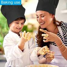 Chef Hat Adult Premium Adjustable Elastic Baker Kitchen Cooking Chef Cap… - 黑色 - 查看 4