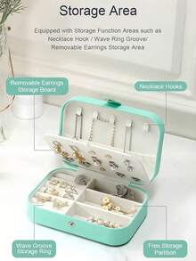 1pc Large Capacity Jewelry Box, Can Store Necklaces, Earrings, Rings And Other Accessories, White Minimalist Compartment Design, Anti-Dust And Anti-Oxidation, Compact And Portable Jewelry Organizer Box, Suitable For Storing Earrings, Necklaces, Rings, Lipsticks, Watches, Ideal Gift For Women, Girlfriends, Friends, Christmas, Halloween, New Year,Room Decor - Multicolor - View 7