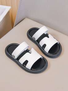 1 Pair Infant/Toddler Outdoor Soft Bottom Comfortable Sports Sandals, Dual Use As Slippers - White - View 5