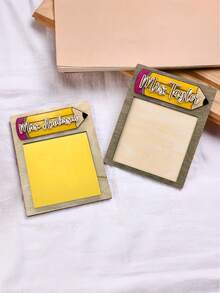 Custom Wooden Teacher Sticky Note Pad Holder Gift,Customize Text,3 Styles,Personalized Teacher Name Gift,Student Gift For Teacher,Teacher Gift,Teacher End Of Year Gift - Multicolor - View 2