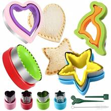 11pcs Sandwich Cutter And Sealer Set, Stainless Steel Sandwich Cutter Set, Pocket Mold Cartoon Bread Mold Toaster Mold, Cookie Cutter, Cute Bear Shaped Sandwich Bread Mold, Fruit Labels, Demold Labels, Cleaning Brush, Creative Shapes - Dinosaur, Heart, Star, Round, Bear, Fruit & Vegetable Cutters