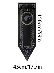 1 قطعة علم بتصميم الذئب باللونين الأسود والذهبي، علم عمودي من البوليستر بطراز عصور الوسطى مزين بنص الشتاء والسيف، مناسب لحفلات المناسبات والديكور المنزلي وأحداث التنكر وتجمعات المعجبين - متعدد الألوان - مشاهدة 7