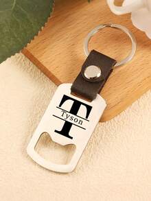 1pc Customizable Name Metal Bottle Opener, 26 Letter Patterns Corresponding To Name Initials, Wedding Supplies, Groom & Bride Wine Bottle Opener Tool, Keychain Design, Portable Multi-Functional, Fashionable & Minimalist - Multicolor - View 8