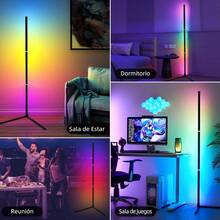 Lámpara de Pie Inteligente LED - RGB Lampara de Piso para Sala 1.4M - Aplicación y Control Remoto - Sincronización Música - Minimalista Ambiental Light Luz - Lamparas Piso para Juegos, Dormitorio - Talla única - Ver 7