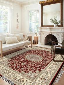 1入紅色復古風格損毀矩形地毯，易於清潔和機洗，適用於走廊、床邊、客廳、臥室、家居裝飾、房間裝飾 - 彩色 - 查看 21