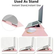 New 3-In-1 Leather Laptop Sleeve Cover 13-16 Inch With Stand Mouse Pad And Small Bag Notebook Computer Protective Cover Slim Case For MacBook Air/Pro HP  ASUS  13/14 Inch Pink - Pink - View 3