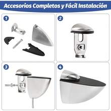 6 Soportes para Estantes Flotantes de Vidrio, Soporte Ajustable para Estante de Vidrio, Abrazaderas de Vidrio para Divisores de Mesa y Estantes de Repisa Baño - 1 - Ver 7