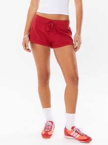 Womens Summer Sweat Shorts Drawstring Casual Athletic Workout Lounge Shorts Spring Outfits Beach Vacation Clothes 2026 - Đỏ - Xem 3