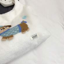 Bolso de peluche con diseño de cachorro lindo para otoño e invierno, bolso de hombro grande y mullido para estudiantes, bolso versátil de tote para niñas - Azul - Ver 5