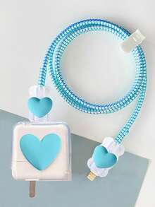 Set de 5 protectores de carga con forma de corazón 3D, compatibles con cargador y cable de datos Apple de 30W-35W - Multicolor - Ver 5