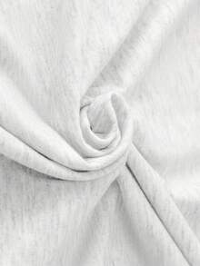 女士浅灰色休闲日常百搭宽松撞色字母印花圆领长袖T恤 - 淺灰色 - 查看 7