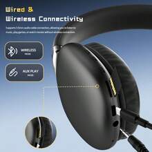 MOREKA-BL023 Auriculares inalámbricos Bluetooth con micrófono, estéreo HiFi plegables y livianos, volumen controlable, duración de la batería de 200 mAh/12 horas, auriculares con cable con subwoofer de 3,5 mm, adecuados para el hogar, la oficina, teléfonos móviles, computadoras, etc. - Plateado - Ver 6