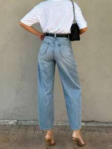 Women's Casual Elegant Fashion Patchwork Skinny 7/8 Length Jeans - Light Wash - View 4