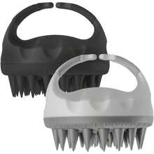 2 Combinaciones Silicona Masajeador Cuero Cabelludo,Doble Uso Seco Y Húmedo Cepillo Para Cabello, Limpieza Profunda Masajeador de Cuero Cabelludo,Cuidado Del Cuero Cabelludo (Rosa gris) - Negro Grisáceo - Ver 1