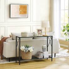 Compact Console Table, Small Sofa Table with Shelf, Entryway Display Stand for Hallways, Bedrooms, Living Rooms, and Farmhouse Decor Credenza, Credenza recibidor de Madera de Capas Gris, Estilo Moderno Mesa de Entrada, Fácil de Montar Mesa recibidor, Las Dimensiones de la Mesa recibidor Entrada Son 106 * 30 * 77(CM) Consola Estrecha de Madera Reciclada 106cm Mesa Pequeña para Entrada, Mesa Delgada para Sofá en Pasillo o Sala Negra - Arce - Ver 8
