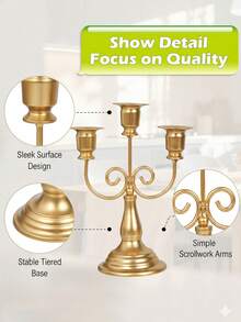 Bộ 3 chân nến kim loại kiểu Bắc Âu cổ điển, chân nến hình trụ màu đen và vàng trang nhã, thích hợp cho bữa tối dưới ánh nến, trang trí bàn ăn, trang trí đám cưới, trang trí phòng ngủ và nhà cửa. - Nhiều màu - Xem 7