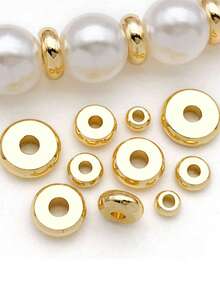 20 Pcs/Pack 3mm-7mm 18K Gold Plated Flat Wheel Spacers, DIY Jewelry Accessories Smooth Flat Beads For Bracelet And Necklace Spacing. - Gold - View 7
