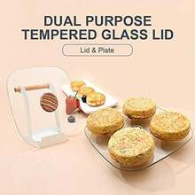 Sartén Tortitas, Sartén Huevos Poche de 4 Agujeros con Tapa Sartén Antiadherente de Aluminio para Desayuno Huevos Fritos Panqueques, para Estufas de Gas y Cocinas de Inducción(Negro 01 + lid) - Multicolor - Ver 8