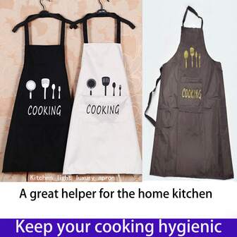 3pcs/Set Double Layer Waterproof & Oil-Proof Apron, Lightweight Luxury Kitchen Apron, Korean Style Half Apron, Random Pattern/Color