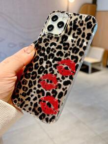 新款时尚豹纹唇形手机壳，兼容 11/12/13/14/15/16/17 Pro/Pro Max，创意个性化防震保护套 - 彩色 - 查看 4