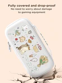 Cat Cake, Cherry, Tulip Pattern Game Console Carrying Case With Strap, Suitable For Switch/Switch OLED/Switch Lite/New Switch 2 (2025), Built-In Stand, 10 Game Card Slots, Portable Travel Bag, Anti-Drop And Shock-Proof | Game Card And Accessory Storage Bag - Multicolor - View 10