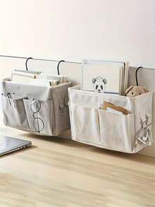 Multi-Functional Fabric Wall-Mounted Storage Rack - Fashionable Linen Dorm Storage Bag With Multiple Pockets For Bedside Cabinet, Cabinet And Student Essentials, Space-Saving Tidy Solution, Pencil Case, Student Bedside Storage Bag, Room Decor, Home Decor, Bedroom Decor, School Supplies, Campus Decor, Storage Organizer Bag - Multicolor - View 6