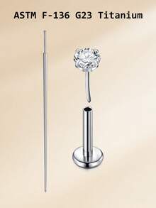 CIZME Piercing de lèvre en alliage de titane G23 sans filetage 20g, anneaux de lèvre avec pierre de CZ incrustée, convient pour le piercing des lèvres et du cartilage de l'oreille, disponible en rose et bleu CZ, unisexe - Argent - Voir 16