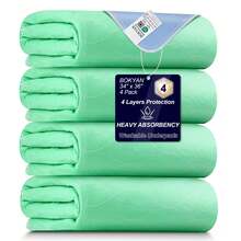 Washable Bed Pads 4 Pack 34"X36", Reusable Incontinence Underpads With Extra Heavy Absorbency For Diaper Changing, Pee Pads, Puppy Pads, Waterproof Sofa And Floor Protector, Green And Blue - Green - View 6