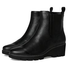 Botines Vionic Aria para mujer talla 9.5 en cuero negro con cremallera lateral y tacón de cuña - Negro - Ver 1