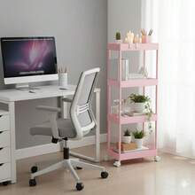 Organizador multiusos de 4 niveles, con ruedas que facilitan su movilidad, se adapta a cualquier espacio del hogar - Rosa Fucsia - Ver 3