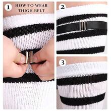 Women Over The Knee Socks - 1PairPlusSizeWithGarterBelt:White - View 6