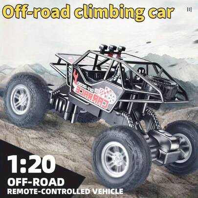 1:20 Scale Four-Wheel Drive High-Speed Remote Control Rock Climbing Car - All-Terrain Remote Control Off-Road Car, Equipped With Metal Body, Shockproof Suspension And Off-Road Tires, 2.4GHz Radio System, With Headlights And Long-Lasting Battery, Suitable For Children Aged 3 And Above (Preferred As Birthday Gift)