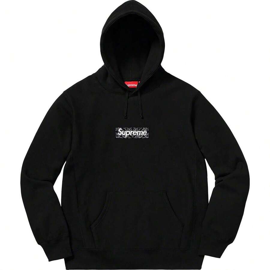 Supreme Unisex Oversized Graphic Hoodie Set: Full Zip-Up & Pullover Sweatshirts | Cozy Fleece-Lined Vintage Y2K Hip Hop Outerwear | Handwritten Script Logo Back Print Streetwear Black - 黑色連帽衫 - 查看 1