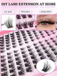 330片装2款混合睫毛套装，自粘式蓬松假睫毛，长度8-16毫米混合，无需胶水和卸妆产品，打造自然逼真的睫毛效果 - 黑色 - 查看 7